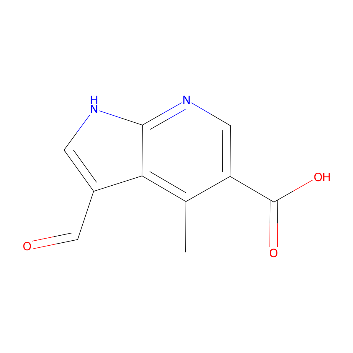 3-Formyl-4-methyl-1H-pyrrolo[2,3-b]pyridine-5-carboxylic acid molecular structure, CAS 1190313-55-3