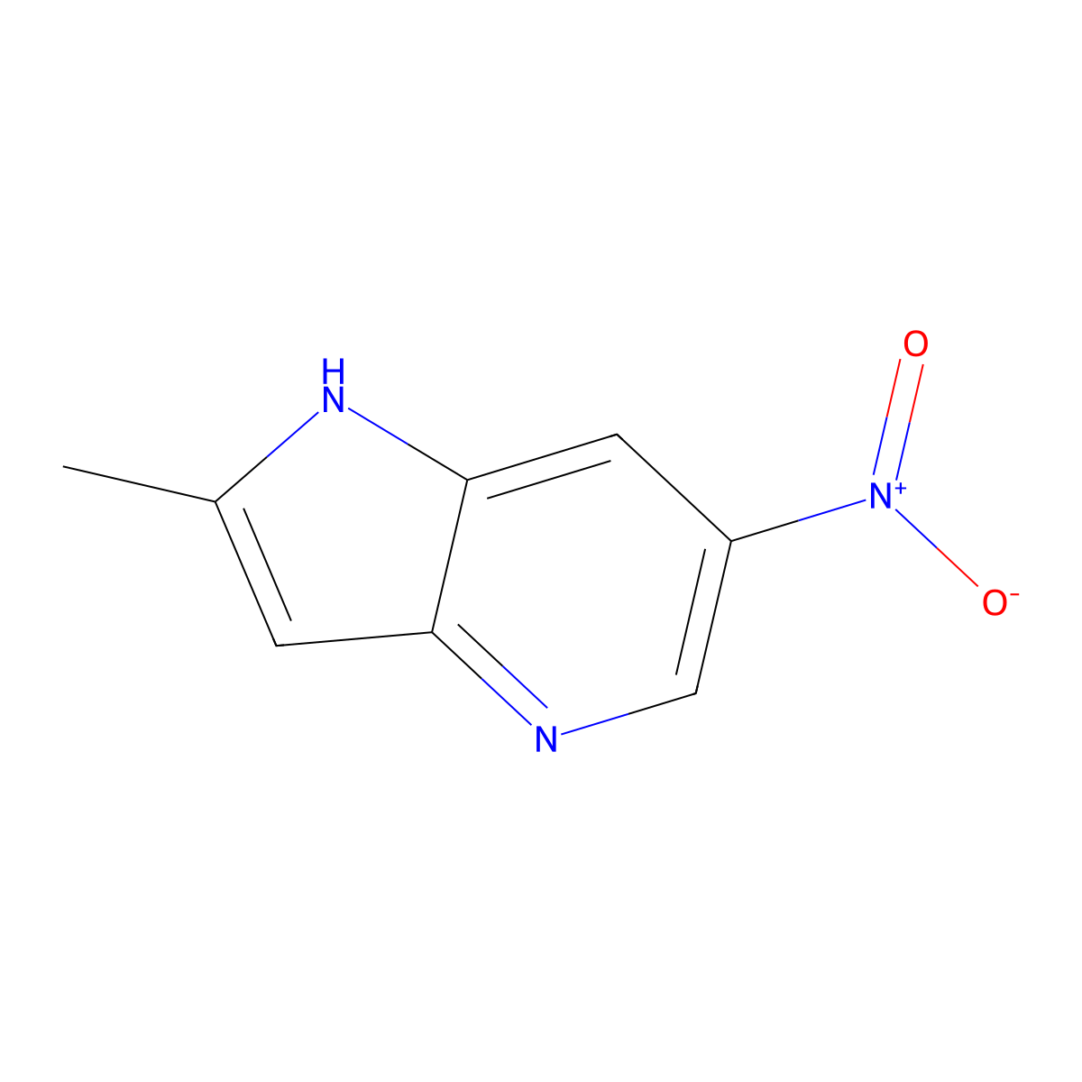 2-Methyl-6-nitro-1H-pyrrolo[3,2-b]pyridine molecular structure, CAS 1190313-60-0