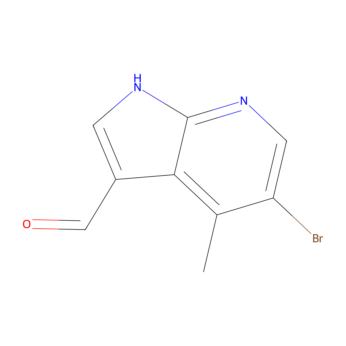 5-bromo-4-methyl-1H-pyrrolo[2,3-b]pyridine-3-carbaldehyde molecular structure, CAS 1190313-75-7