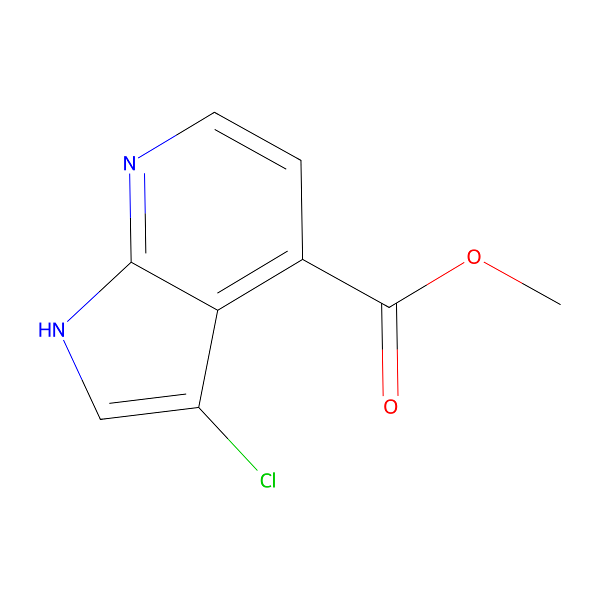 methyl 3-chloro-1H-pyrrolo[2,3-b]pyridine-4-carboxylate molecular structure, CAS 1190313-80-4
