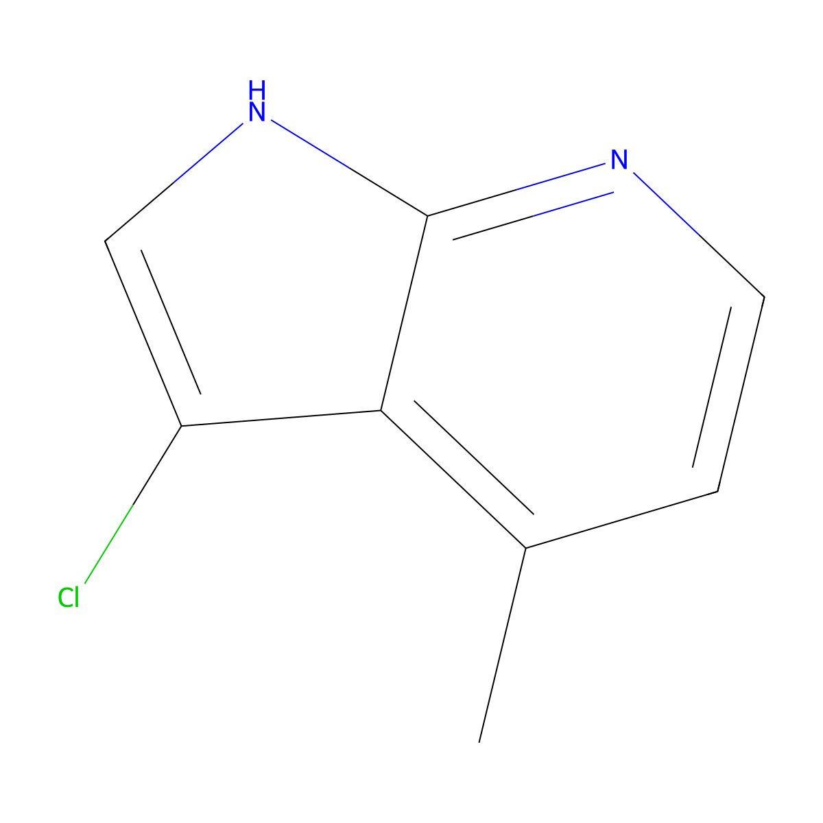 3-chloro-4-methyl-1H-pyrrolo[2,3-b]pyridine molecular structure, CAS 1190313-82-6