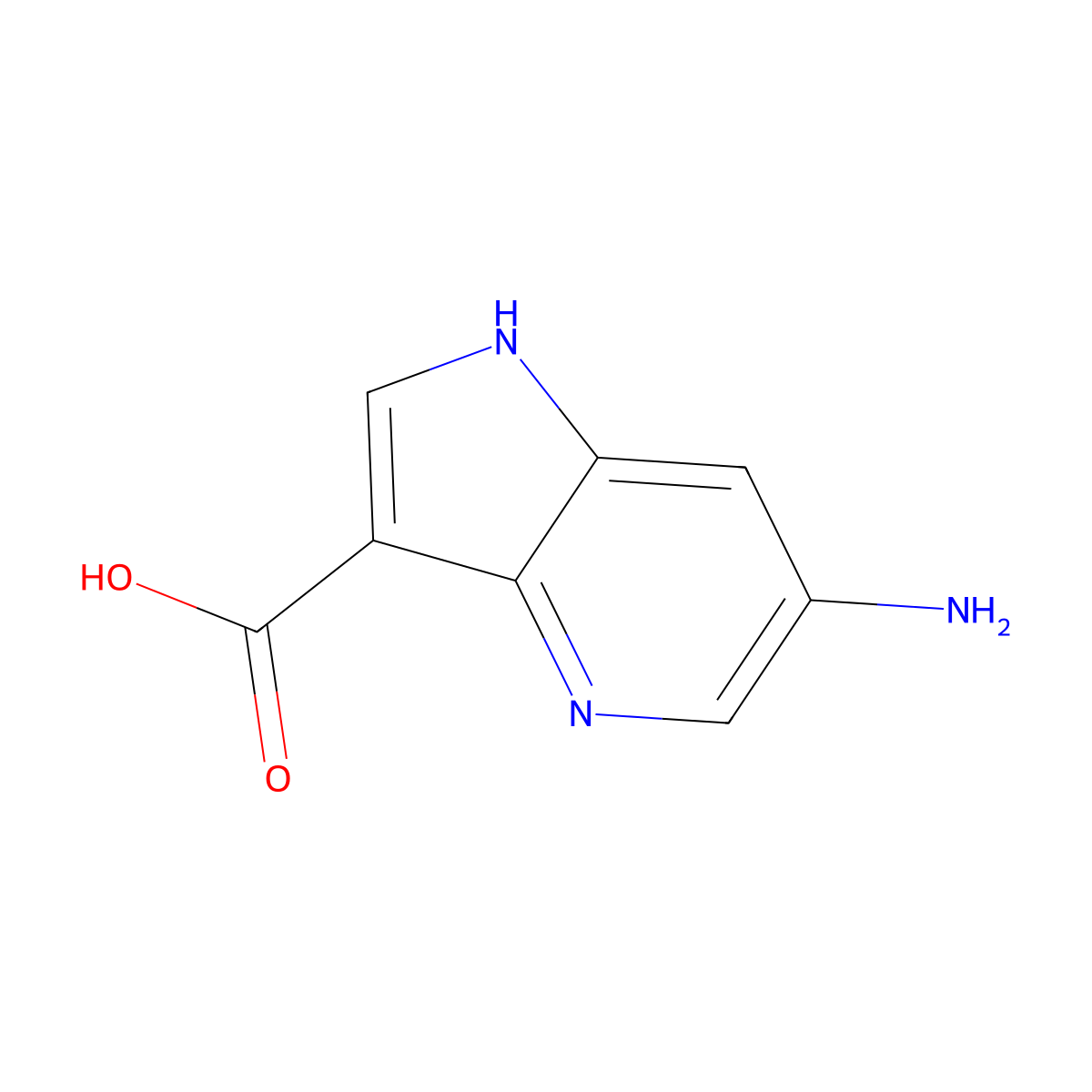 6-amino-1H-pyrrolo[3,2-b]pyridine-3-carboxylic acid molecular structure, CAS 1190313-95-1