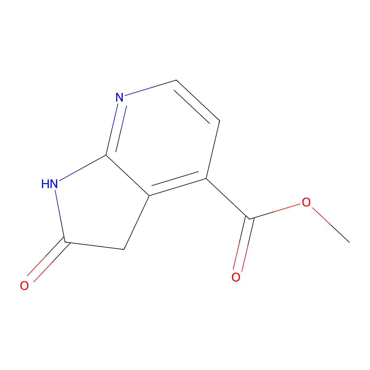 Methyl 2-oxo-1H,2H,3H-pyrrolo[2,3-B]pyridine-4-carboxylate molecular structure, CAS 1190313-98-4
