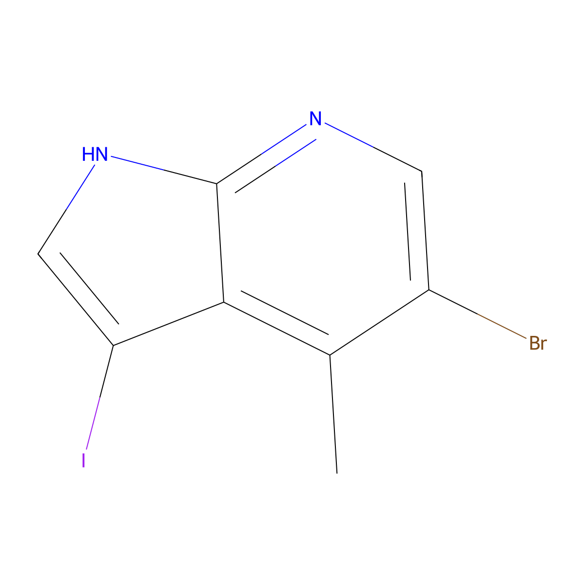 5-bromo-3-iodo-4-methyl-1H-pyrrolo[2,3-b]pyridine molecular structure, CAS 1190313-99-5