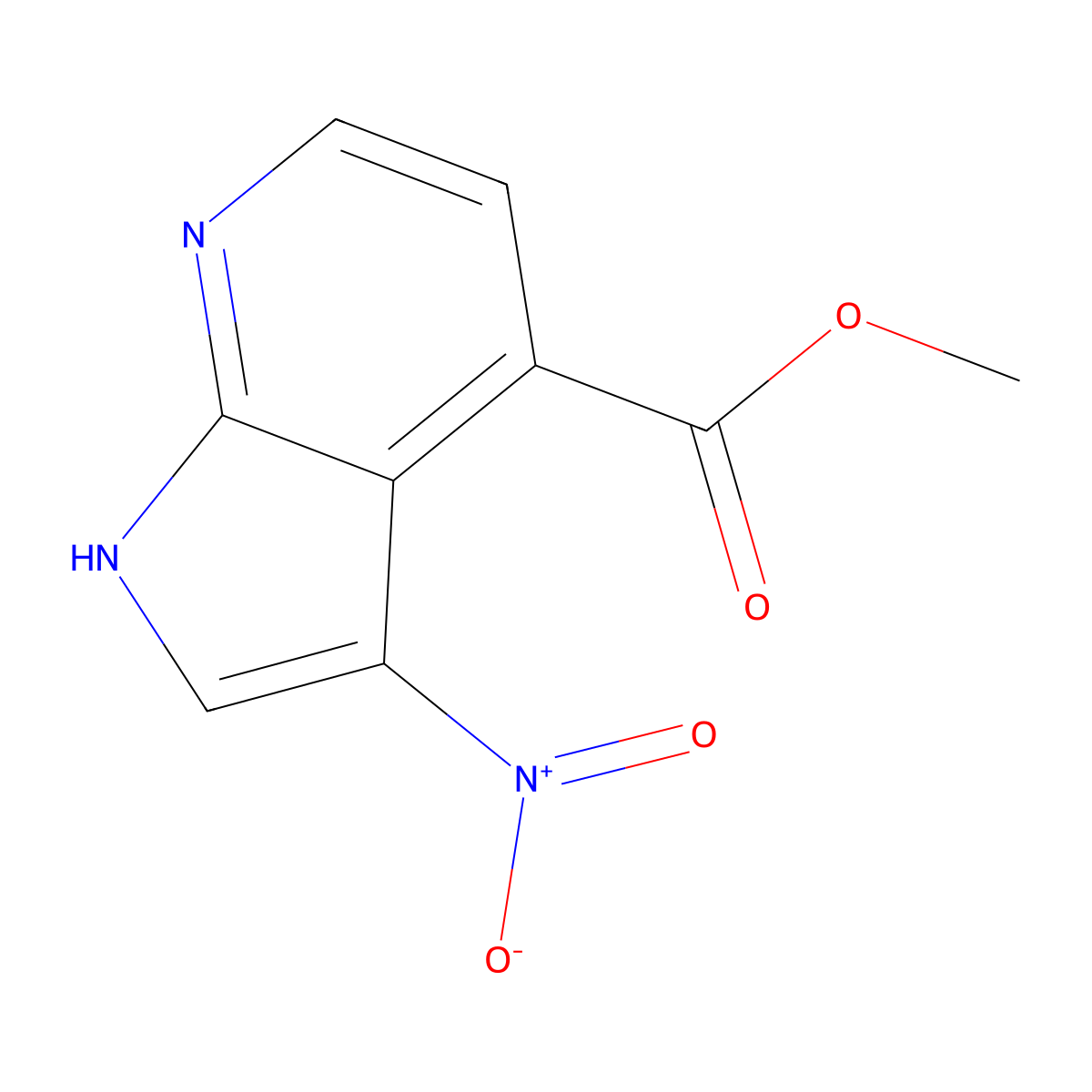 methyl 3-nitro-1H-pyrrolo[2,3-b]pyridine-4-carboxylate molecular structure, CAS 1190314-11-4