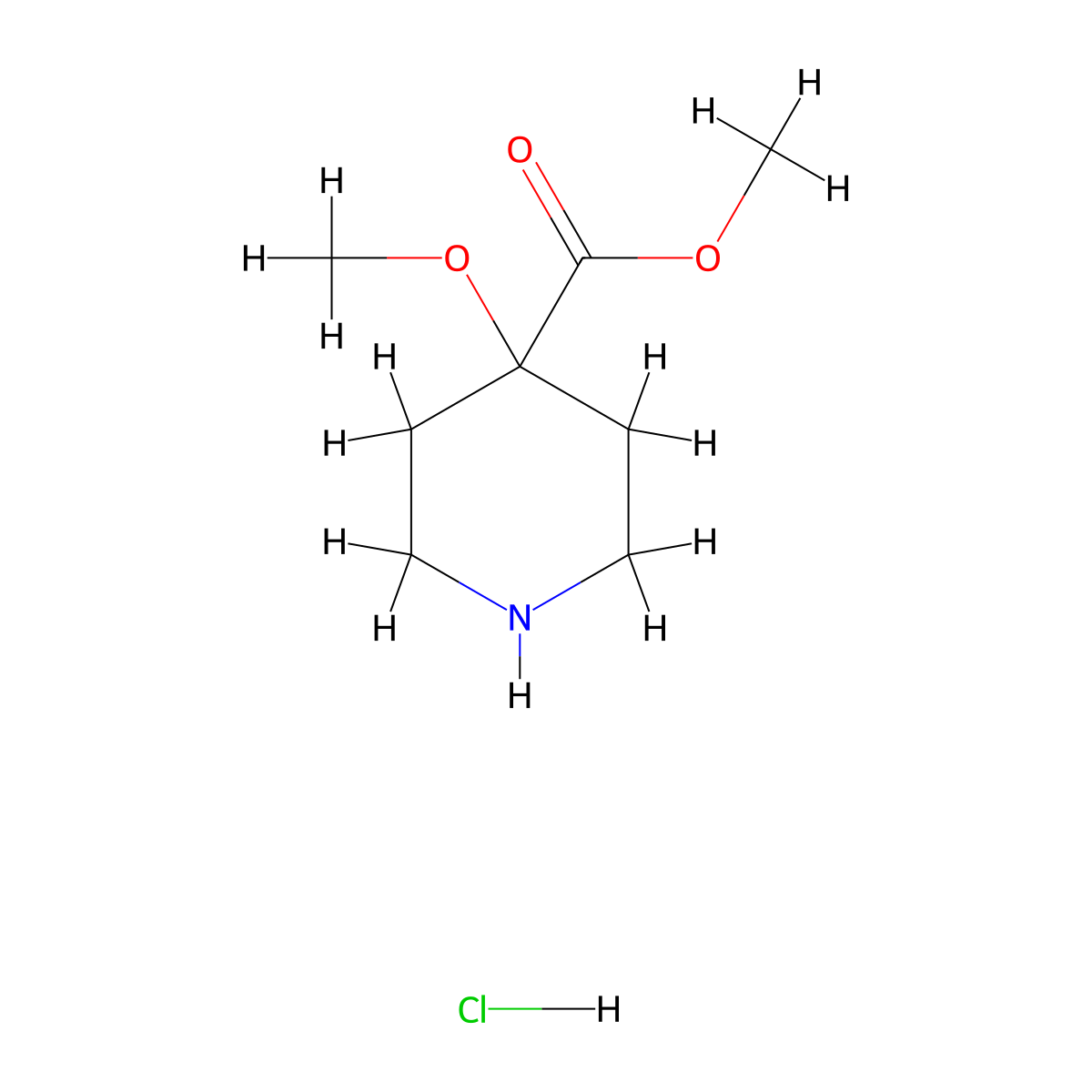 Methyl 4-methoxypiperidine-4-carboxylate hydrochloride molecular structure, CAS 1190314-13-6