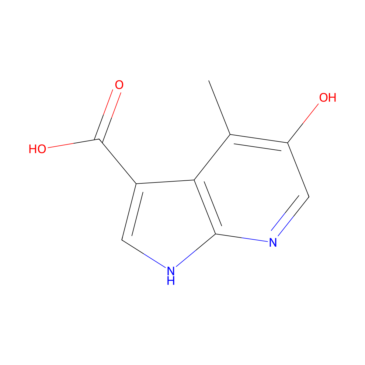 5-hydroxy-4-methyl-1H-pyrrolo[2,3-b]pyridine-3-carboxylic acid molecular structure, CAS 1190314-20-5