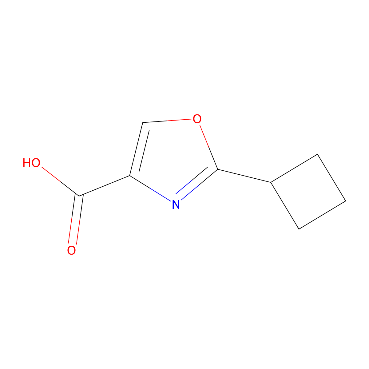 2-Cyclobutyl-1,3-oxazole-4-carboxylic acid molecular structure, CAS 1190314-33-0