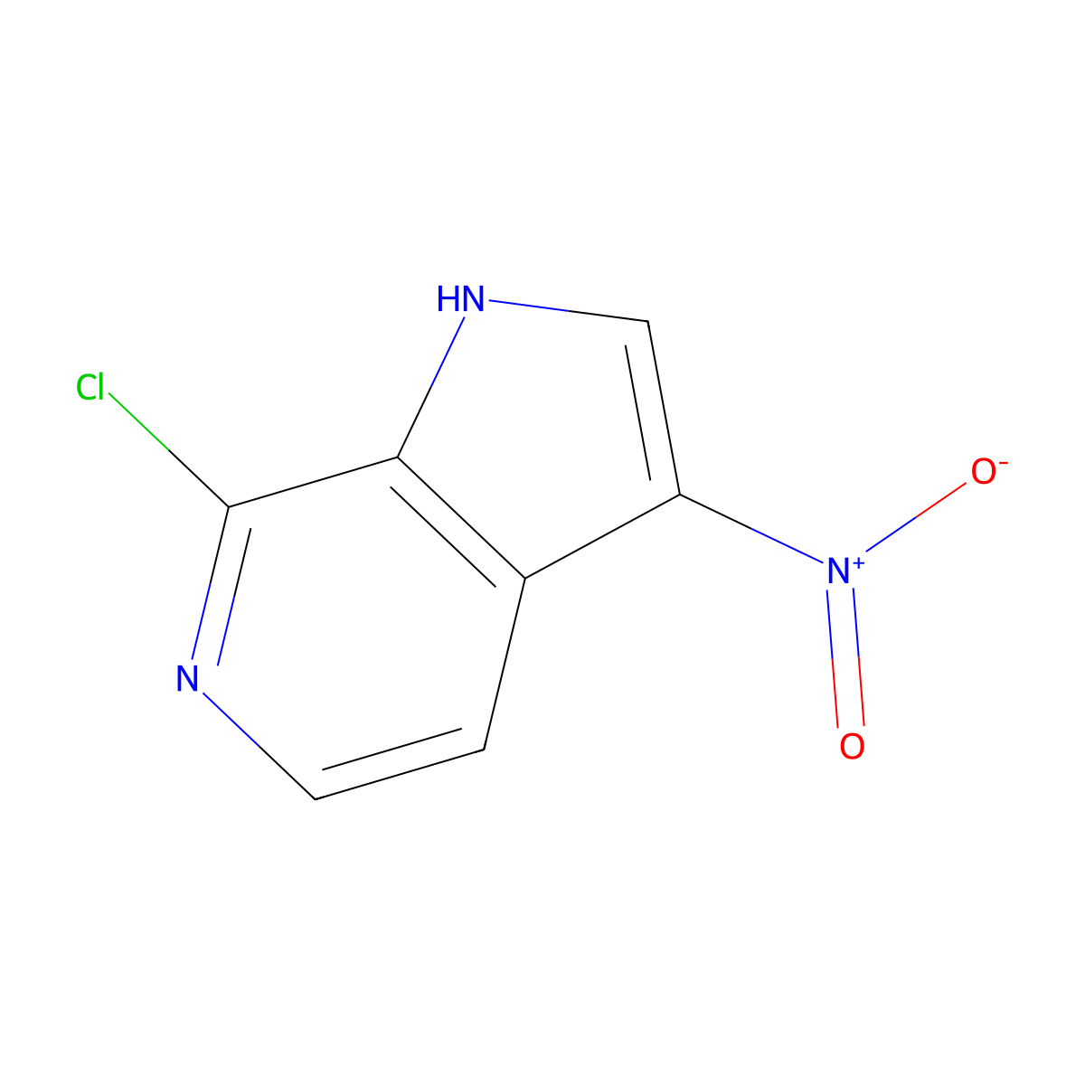 7-chloro-3-nitro-1H-pyrrolo[2,3-c]pyridine molecular structure, CAS 1190314-76-1