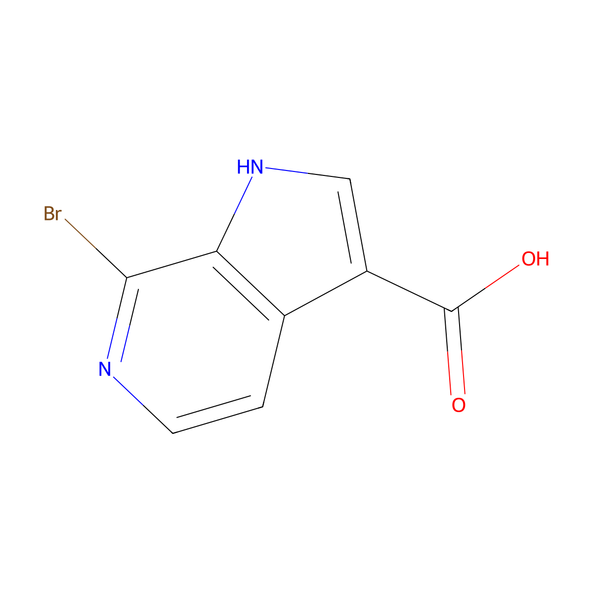 7-bromo-1H-pyrrolo[2,3-c]pyridine-3-carboxylic acid molecular structure, CAS 1190314-78-3
