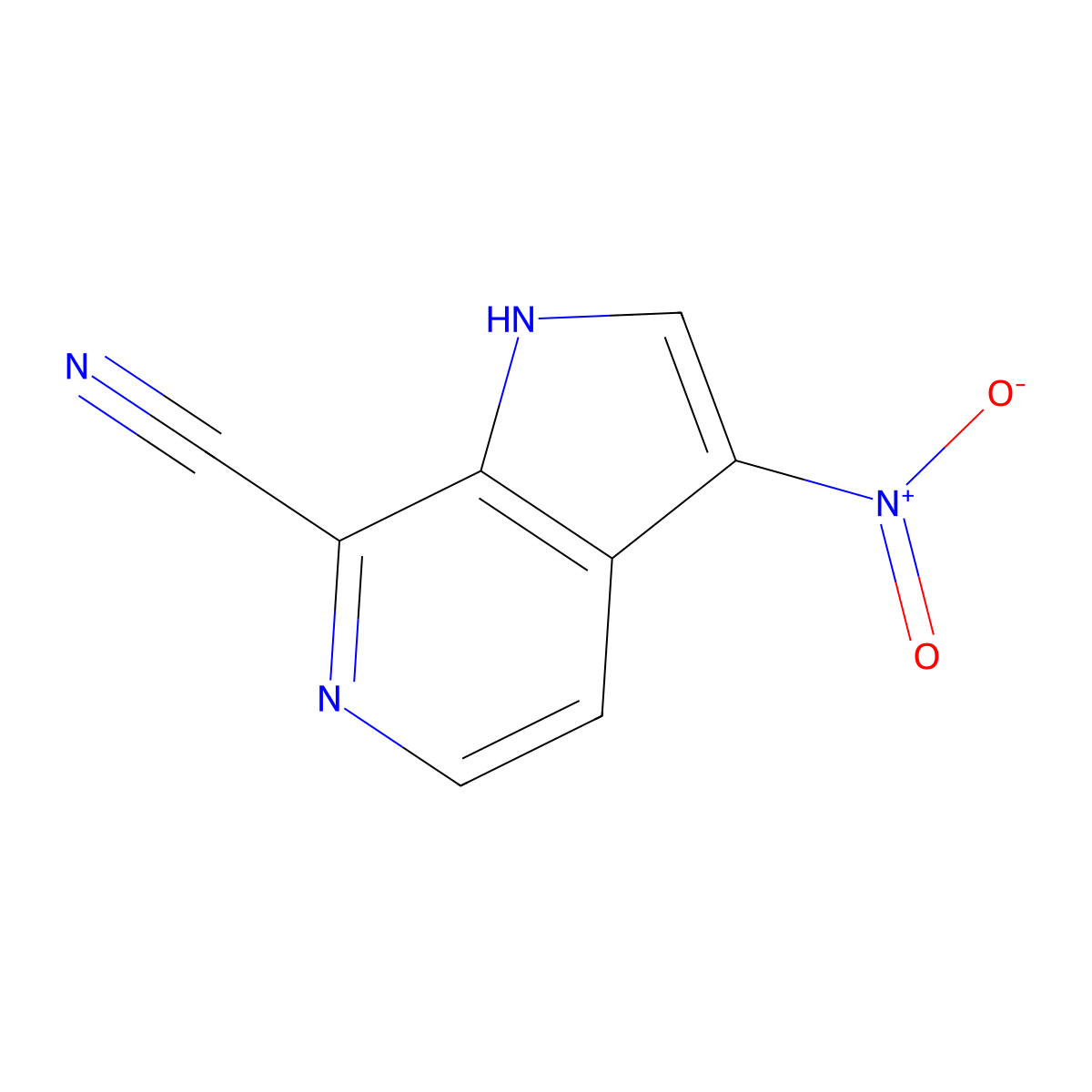 3-nitro-1H-pyrrolo[2,3-c]pyridine-7-carbonitrile molecular structure, CAS 1190314-84-1