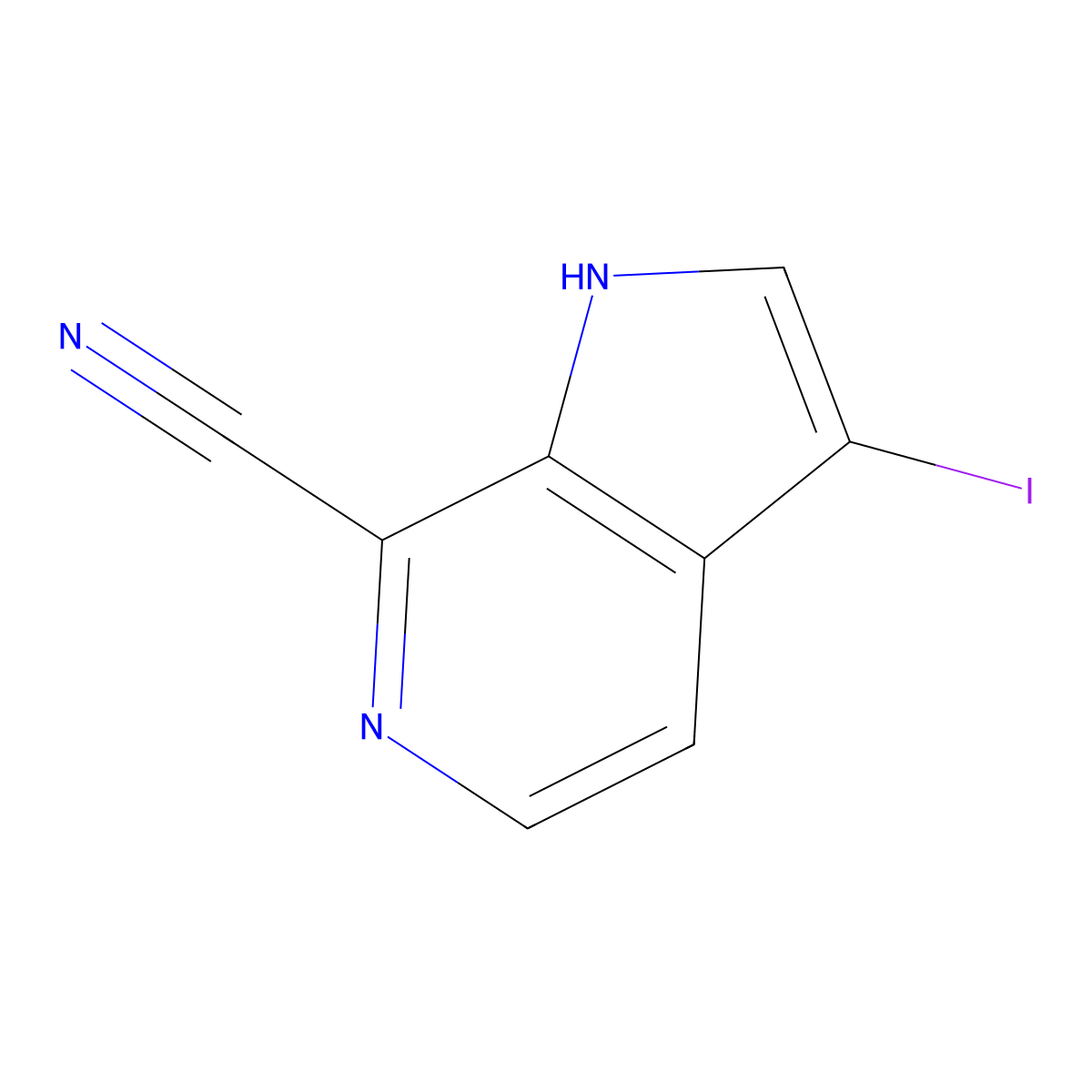 3-iodo-1H-pyrrolo[2,3-c]pyridine-7-carbonitrile molecular structure, CAS 1190314-92-1