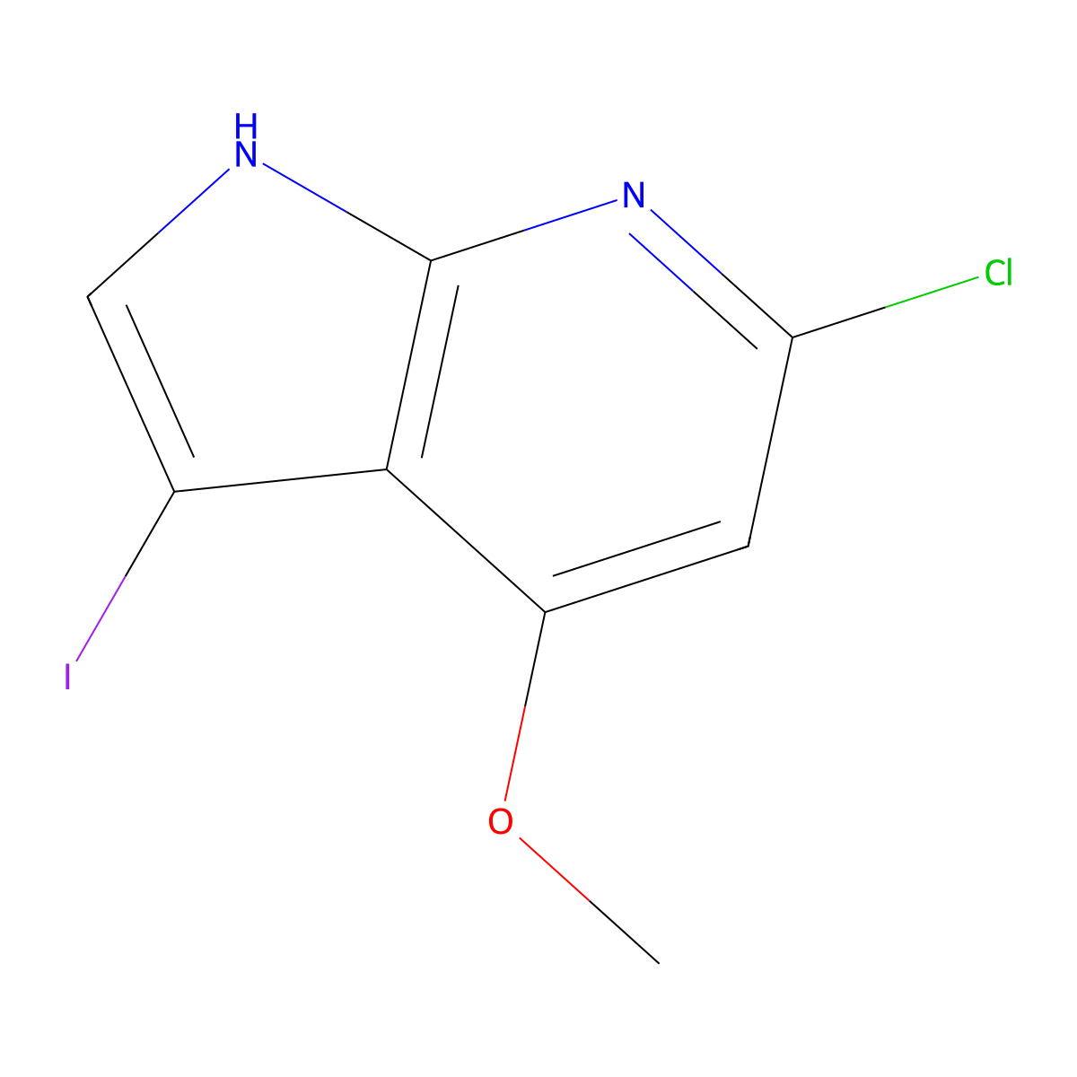 6-chloro-3-iodo-4-methoxy-1H-pyrrolo[2,3-b]pyridine molecular structure, CAS 1190314-97-6