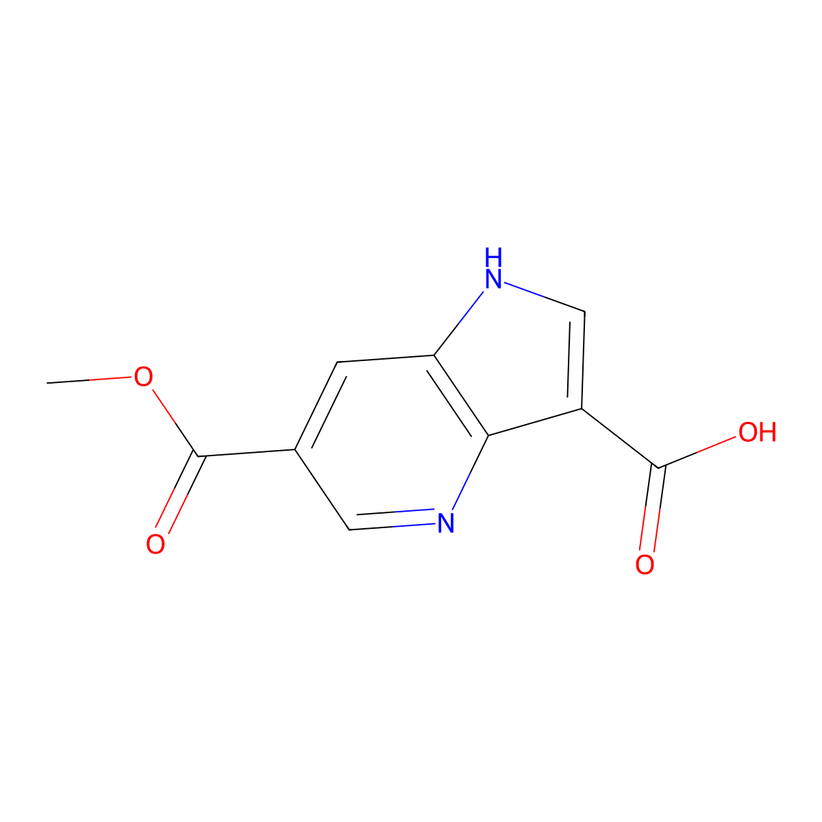 6-(Methoxycarbonyl)-1H-pyrrolo[3,2-b]pyridine-3-carboxylic acid molecular structure, CAS 1190315-00-4