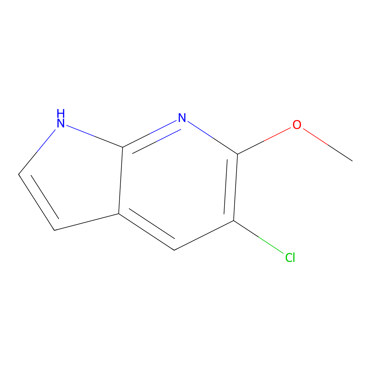 5-chloro-6-methoxy-1H-pyrrolo[2,3-b]pyridine molecular structure, CAS 1190315-07-1