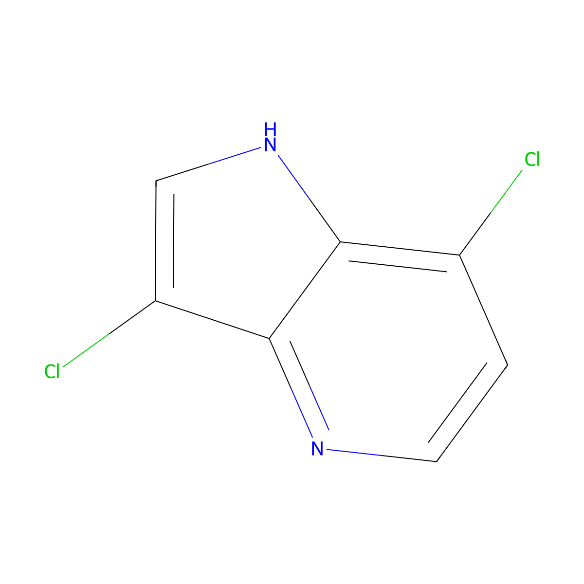 3,7-dichloro-1H-pyrrolo[3,2-b]pyridine molecular structure, CAS 1190315-15-1