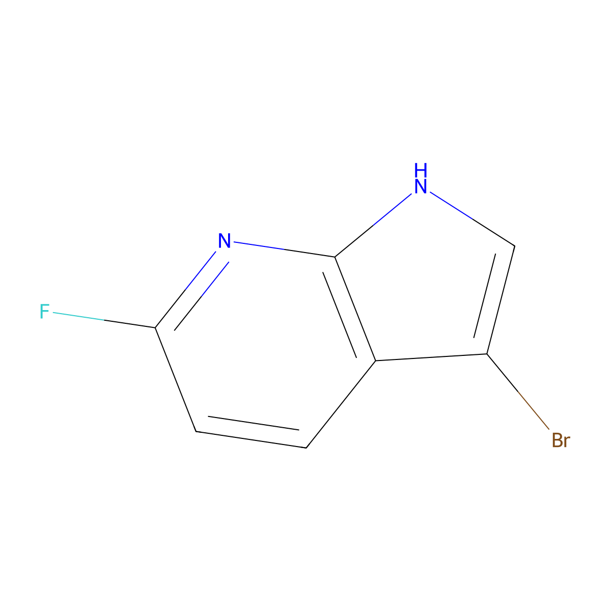 3-bromo-6-fluoro-1H-pyrrolo(2,3-b)pyridine molecular structure, CAS 1190315-22-0