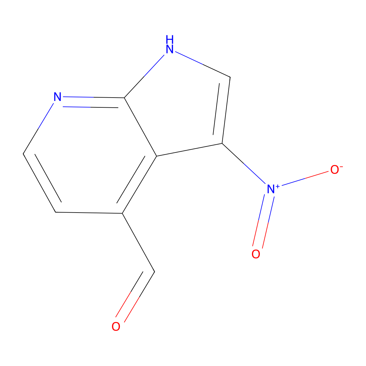 3-nitro-1H-pyrrolo[2,3-b]pyridine-4-carbaldehyde molecular structure, CAS 1190315-23-1