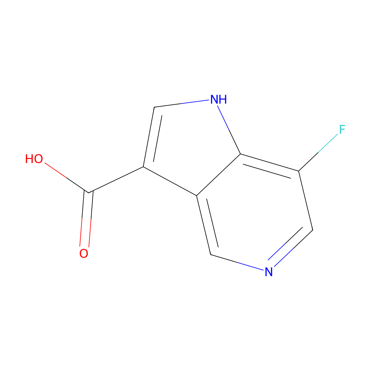 7-fluoro-1H-pyrrolo[3,2-c]pyridine-3-carboxylic acid molecular structure, CAS 1190315-40-2