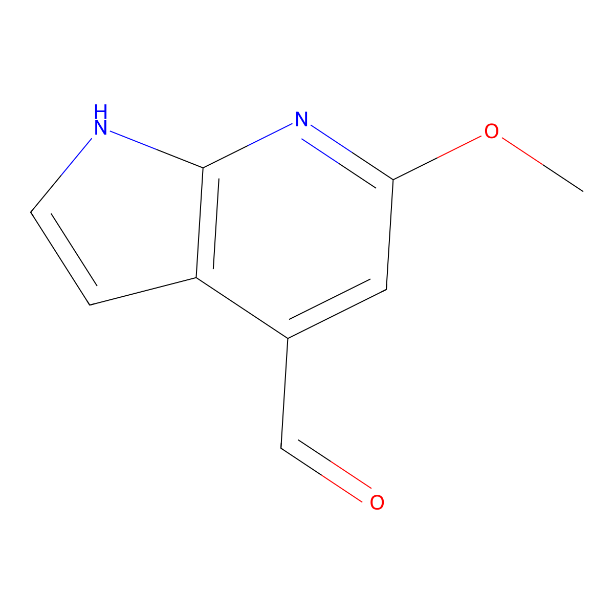 6-methoxy-1H-pyrrolo[2,3-b]pyridine-4-carbaldehyde molecular structure, CAS 1190315-42-4