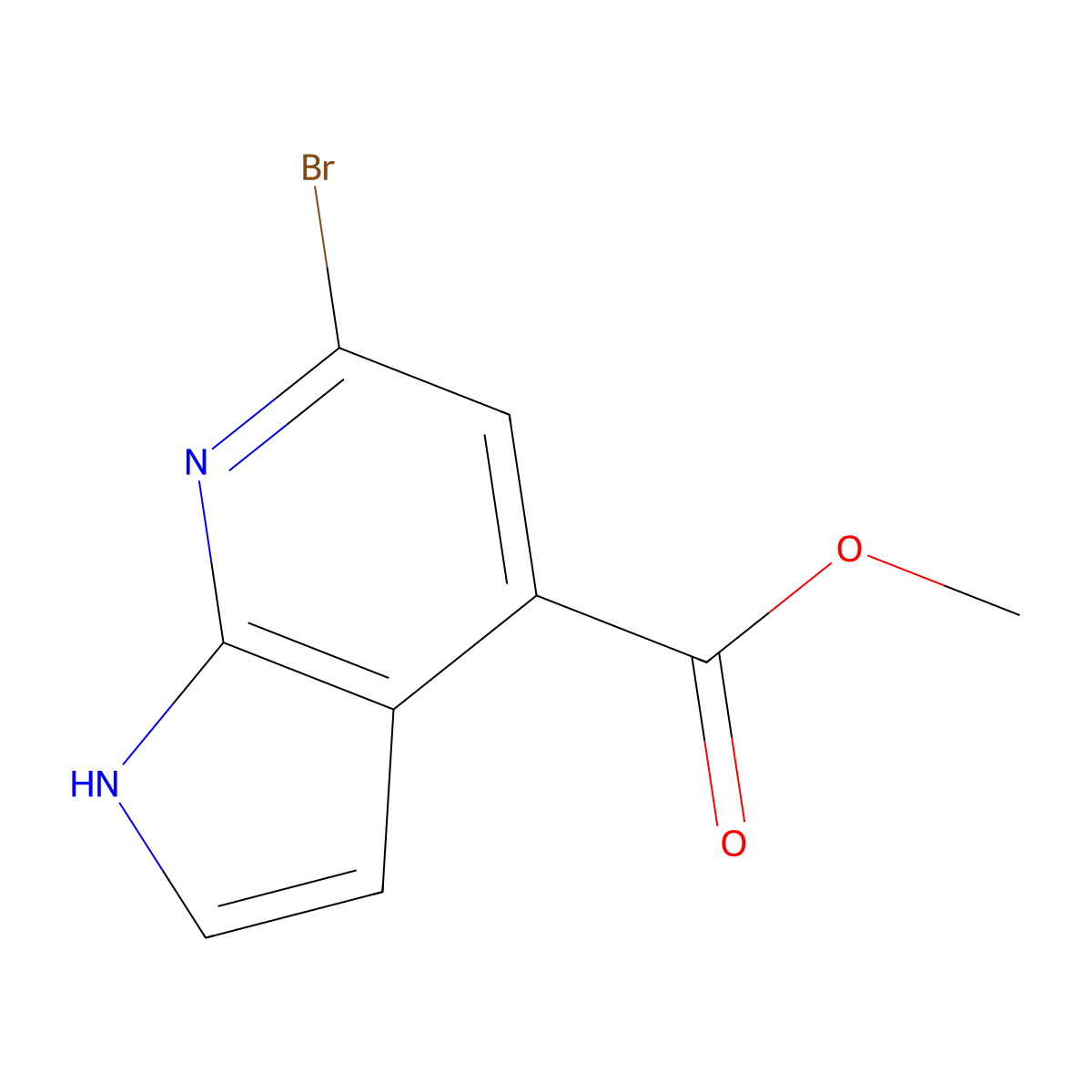 methyl 6-bromo-1H-pyrrolo[2,3-b]pyridine-4-carboxylate molecular structure, CAS 1190315-53-7
