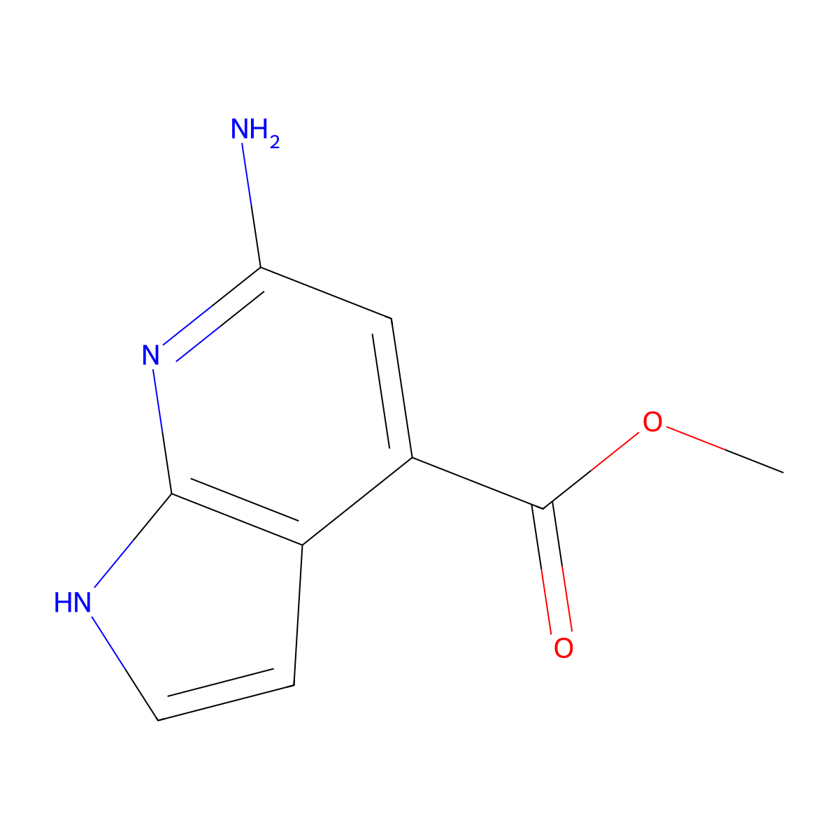 methyl 6-amino-1H-pyrrolo[2,3-b]pyridine-4-carboxylate molecular structure, CAS 1190315-60-6
