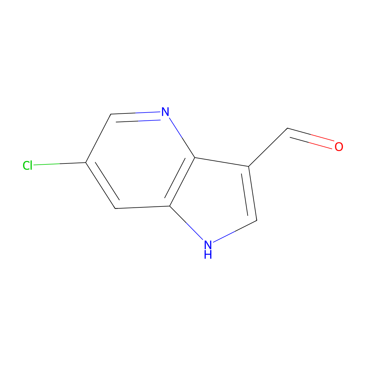 6-chloro-1H-pyrrolo[3,2-b]pyridine-3-carbaldehyde molecular structure, CAS 1190315-68-4