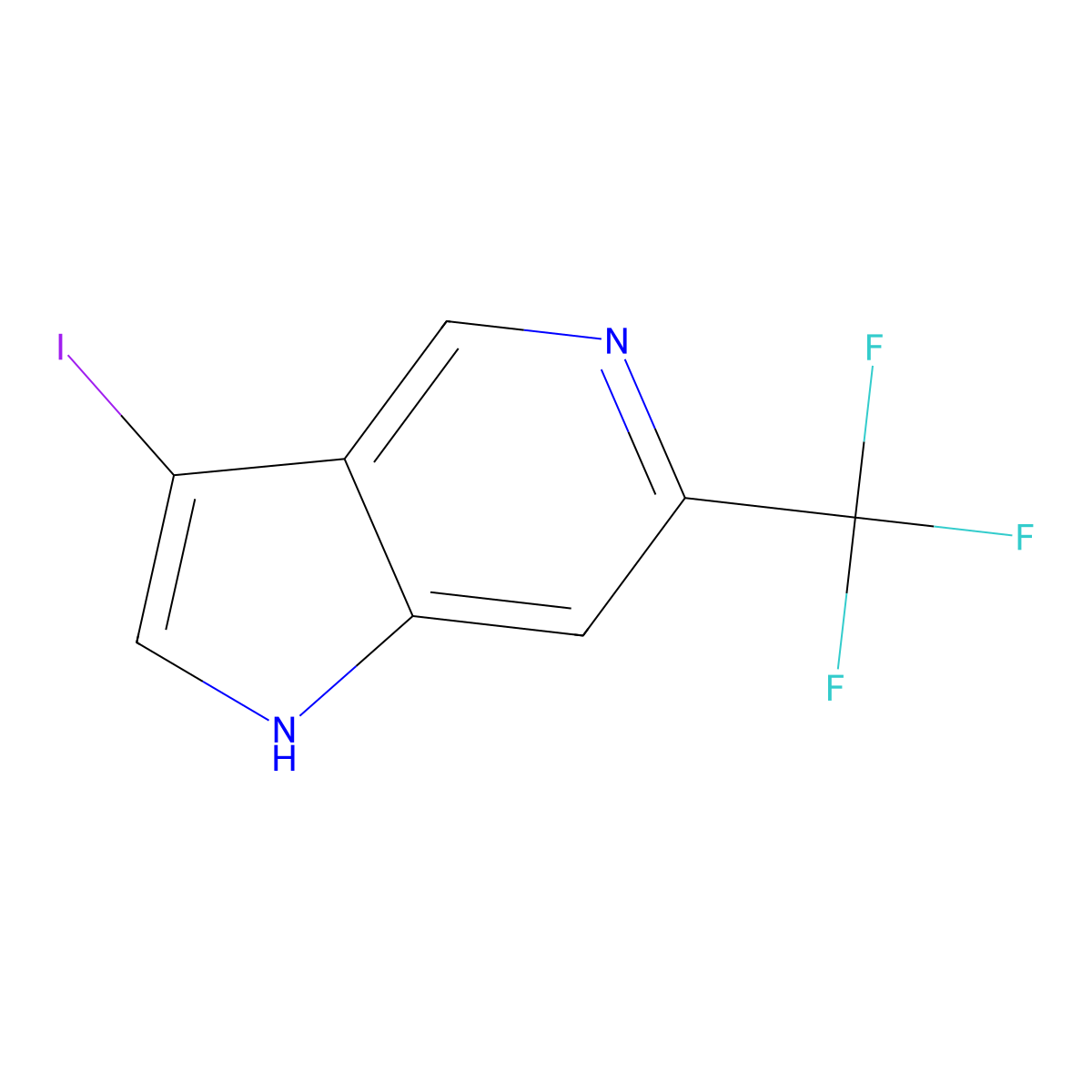 3-iodo-6-(trifluoromethyl)-1H-pyrrolo[3,2-c]pyridine molecular structure, CAS 1190315-69-5