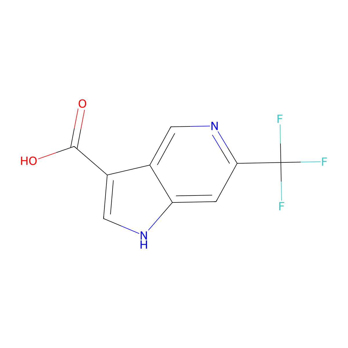 6-(trifluoromethyl)-1H-pyrrolo[3,2-c]pyridine-3-carboxylic acid molecular structure, CAS 1190315-83-3