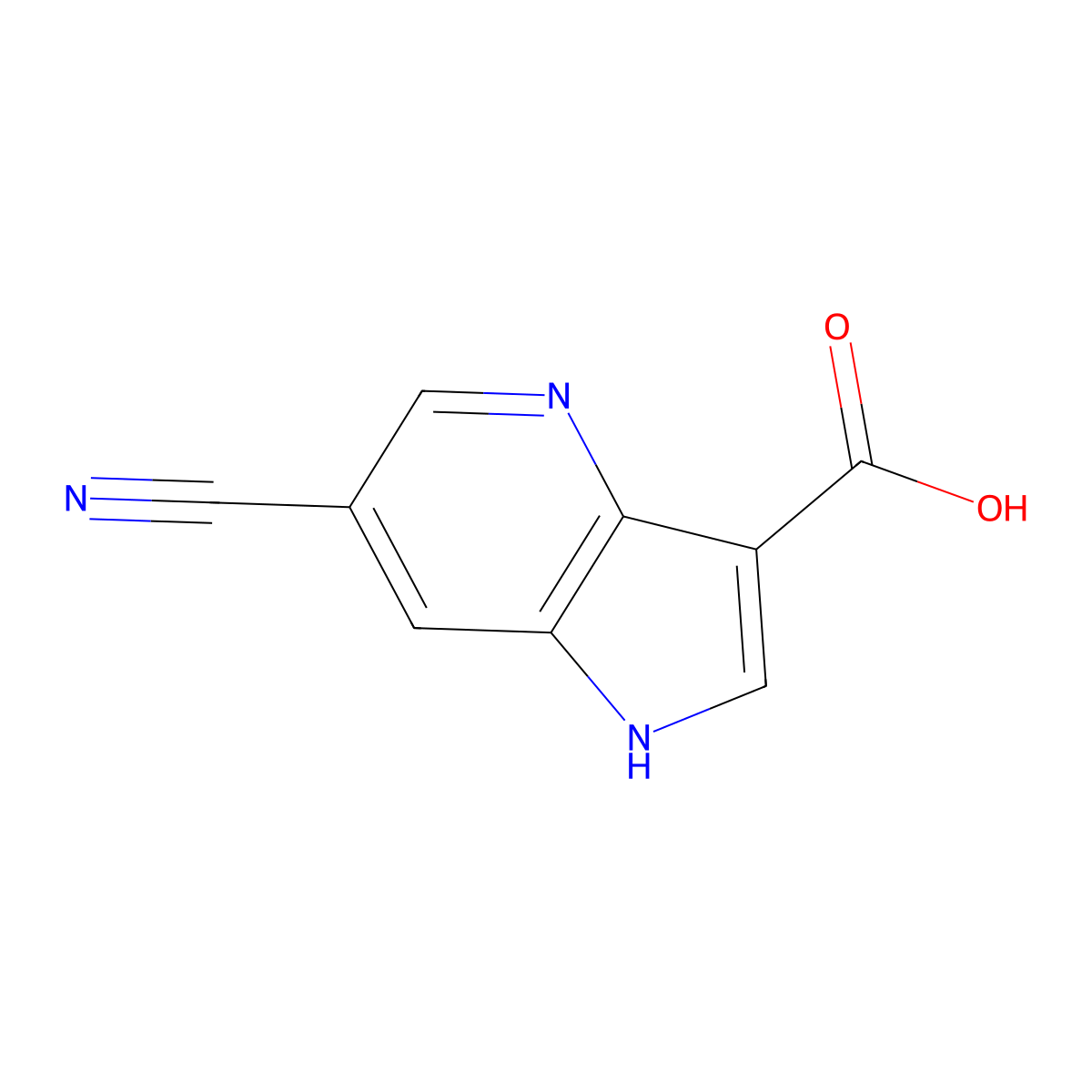 6-Cyano-1H-pyrrolo[3,2-b]pyridine-3-carboxylic acid molecular structure, CAS 1190315-88-8