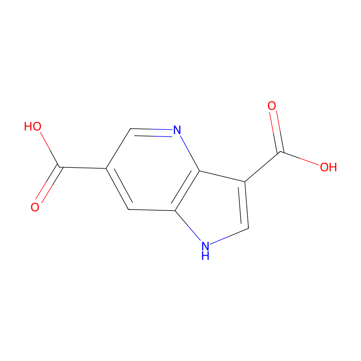 1H-pyrrolo[3,2-b]pyridine-3,6-dicarboxylic acid molecular structure, CAS 1190316-14-3
