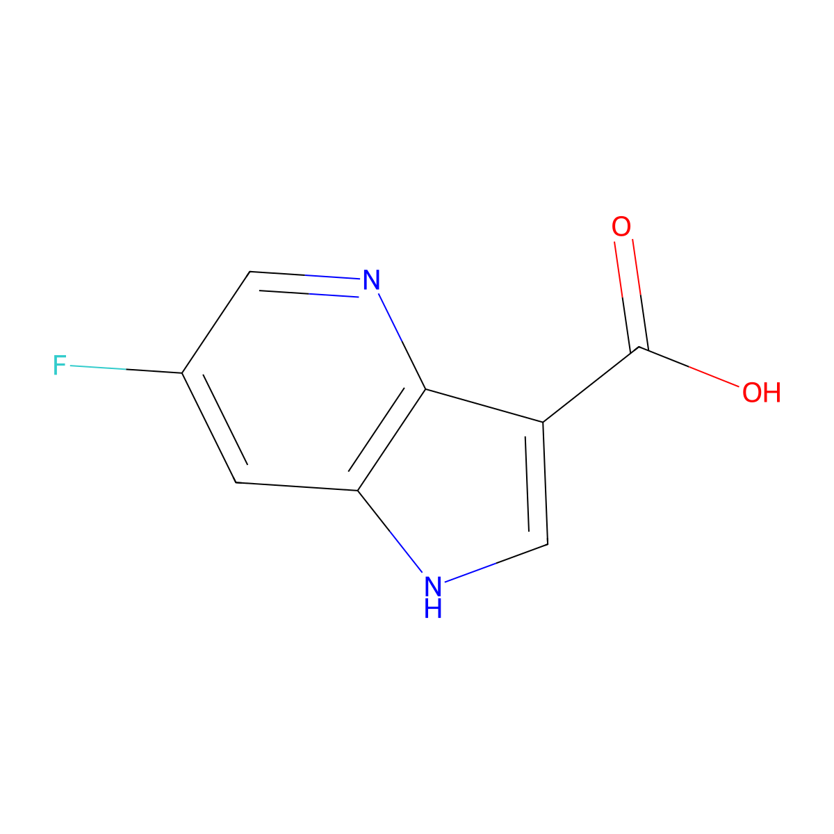 6-Fluoro-1H-pyrrolo[3,2-b]pyridine-3-carboxylic acid molecular structure, CAS 1190316-18-7