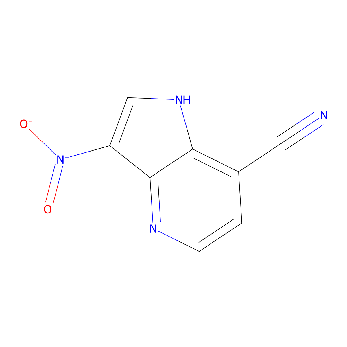 3-nitro-1H-pyrrolo[3,2-b]pyridine-7-carbonitrile molecular structure, CAS 1190316-22-3