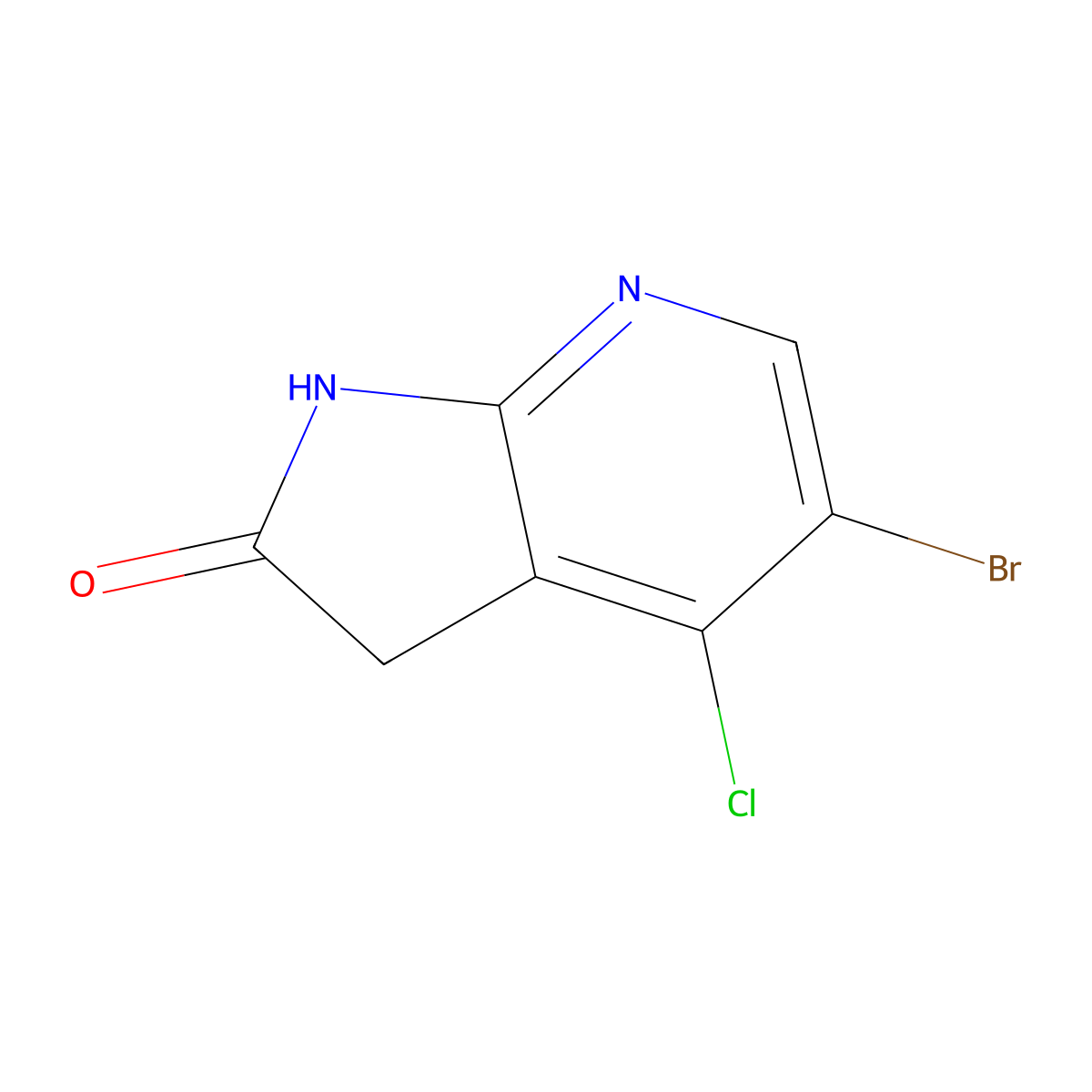 5-bromo-4-chloro-1H,2H,3H-pyrrolo[2,3-b]pyridin-2-one molecular structure, CAS 1190316-24-5