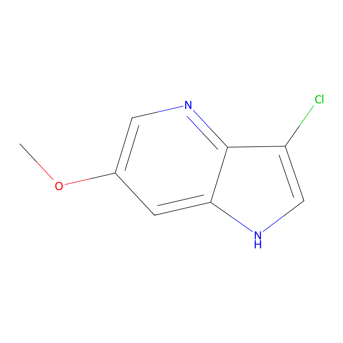 3-chloro-6-methoxy-1H-pyrrolo[3,2-b]pyridine molecular structure, CAS 1190316-40-5