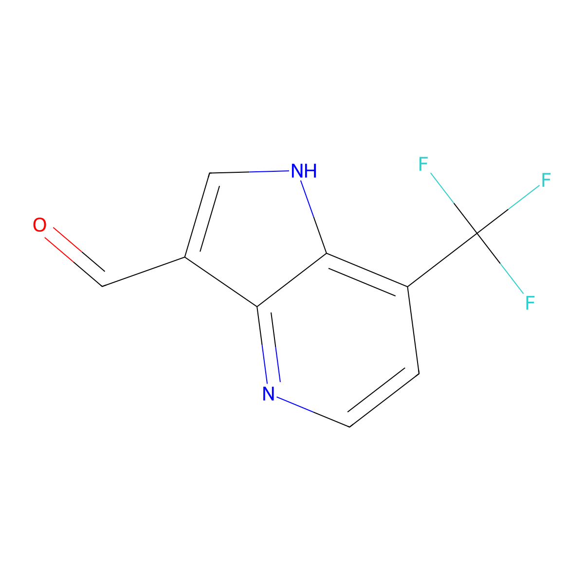7-(trifluoromethyl)-1H-pyrrolo[3,2-b]pyridine-3-carbaldehyde molecular structure, CAS 1190316-44-9