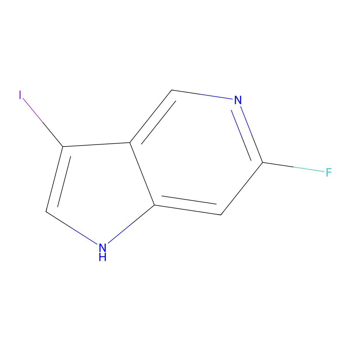 6-fluoro-3-iodo-1H-pyrrolo[3,2-c]pyridine molecular structure, CAS 1190316-60-9