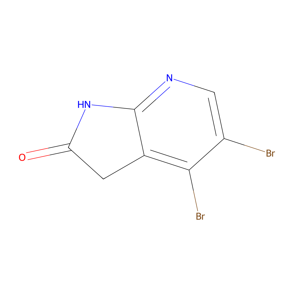 4,5-Dibromo-1H-pyrrolo[2,3-b]pyridin-2(3H)-one molecular structure, CAS 1190316-62-1