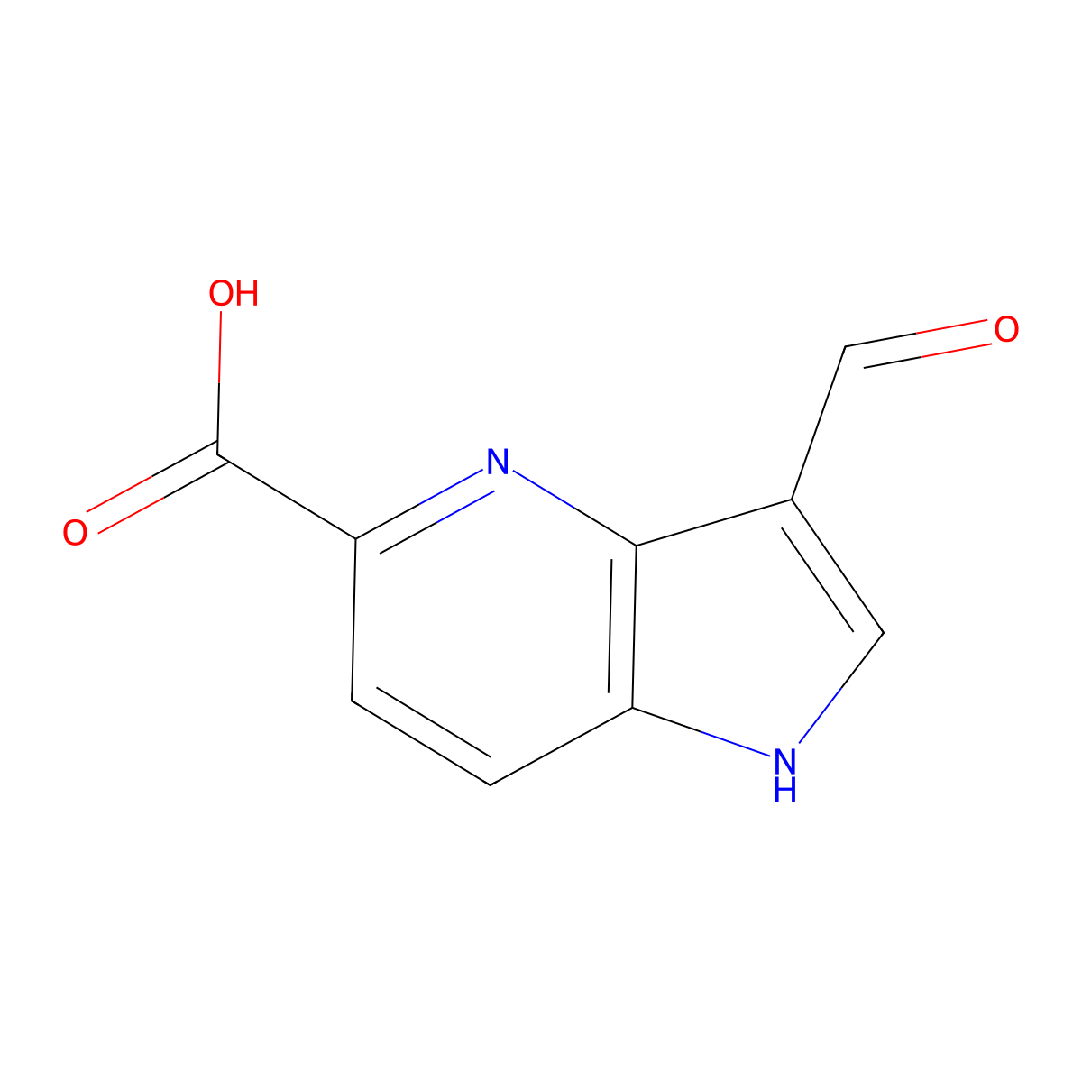 3-formyl-1H-pyrrolo[3,2-b]pyridine-5-carboxylic acid molecular structure, CAS 1190316-75-6