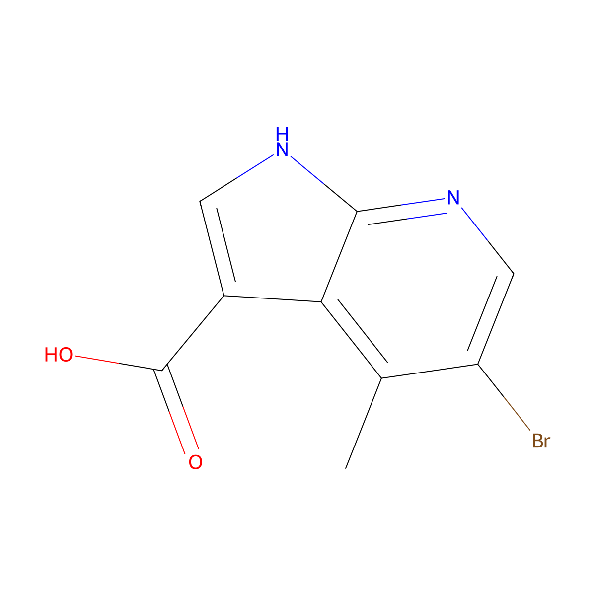 5-bromo-4-methyl-1H-pyrrolo[2,3-b]pyridine-3-carboxylic acid molecular structure, CAS 1190316-93-8