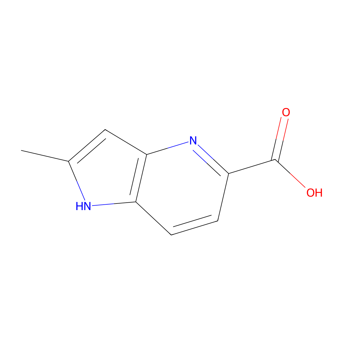 2-methyl-1H-pyrrolo[3,2-b]pyridine-5-carboxylic acid molecular structure, CAS 1190316-97-2