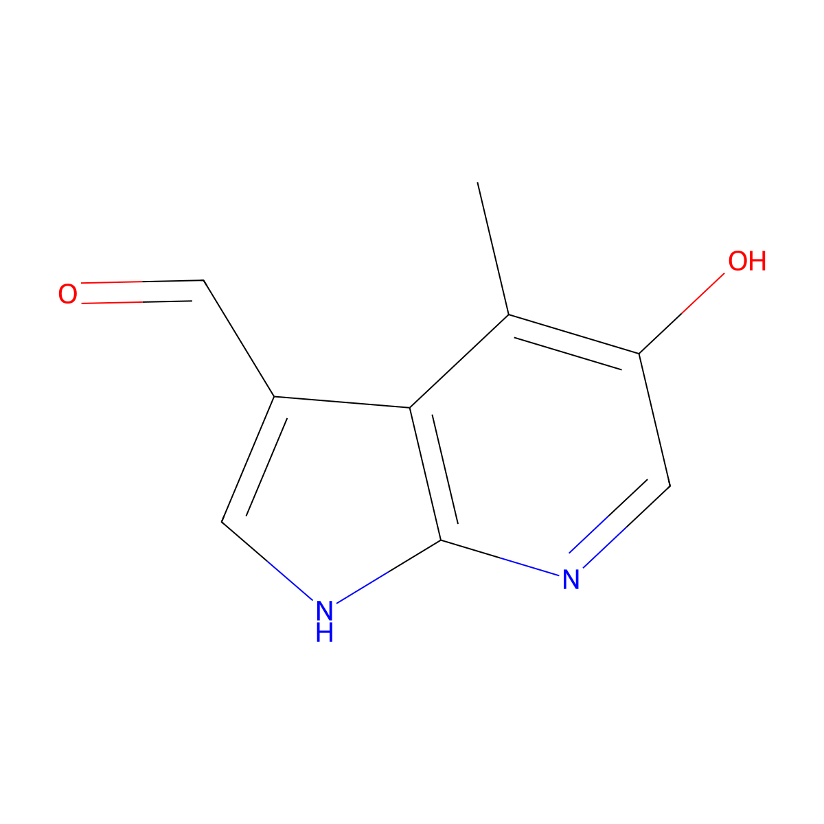 5-hydroxy-4-methyl-1H-pyrrolo[2,3-b]pyridine-3-carbaldehyde molecular structure, CAS 1190317-04-4