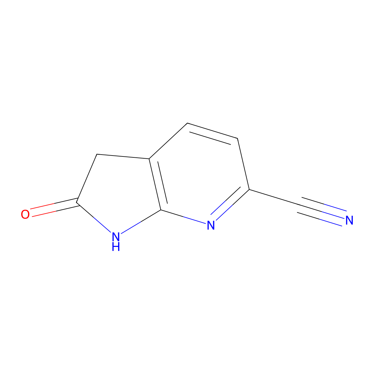 2-oxo-2,3-dihydro-1H-pyrrolo[2,3-b]pyridine-6-carbonitrile molecular structure, CAS 1190317-09-9