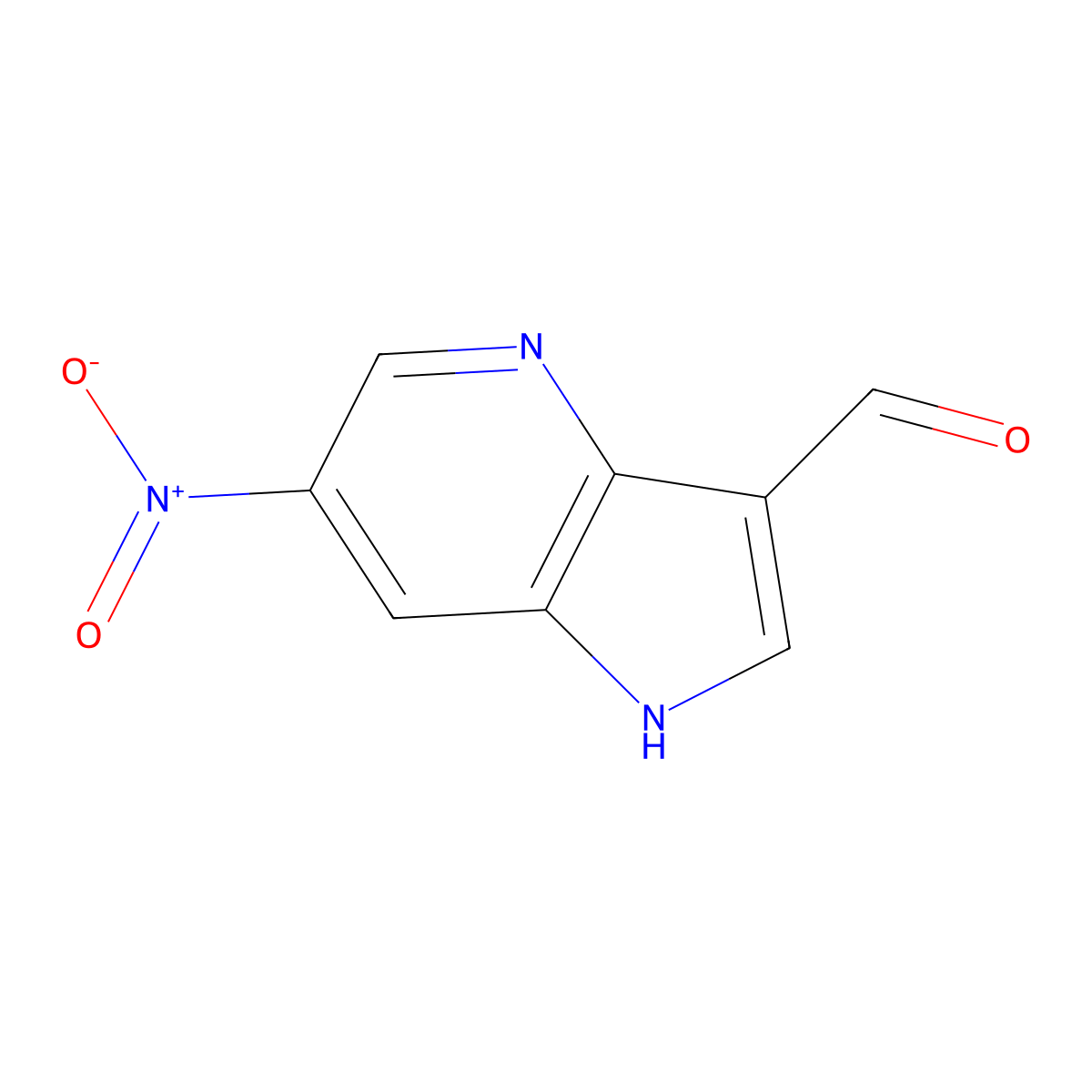 6-nitro-1H-pyrrolo[3,2-b]pyridine-3-carbaldehyde molecular structure, CAS 1190317-20-4