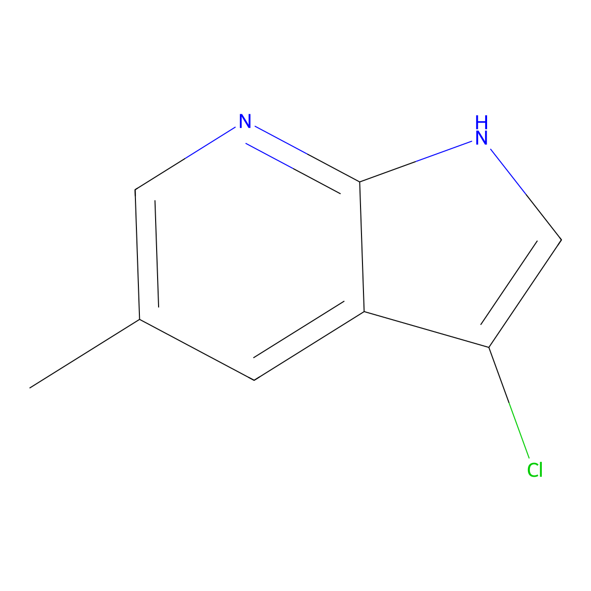 3-chloro-5-methyl-1H-pyrrolo[2,3-b]pyridine molecular structure, CAS 1190317-30-6