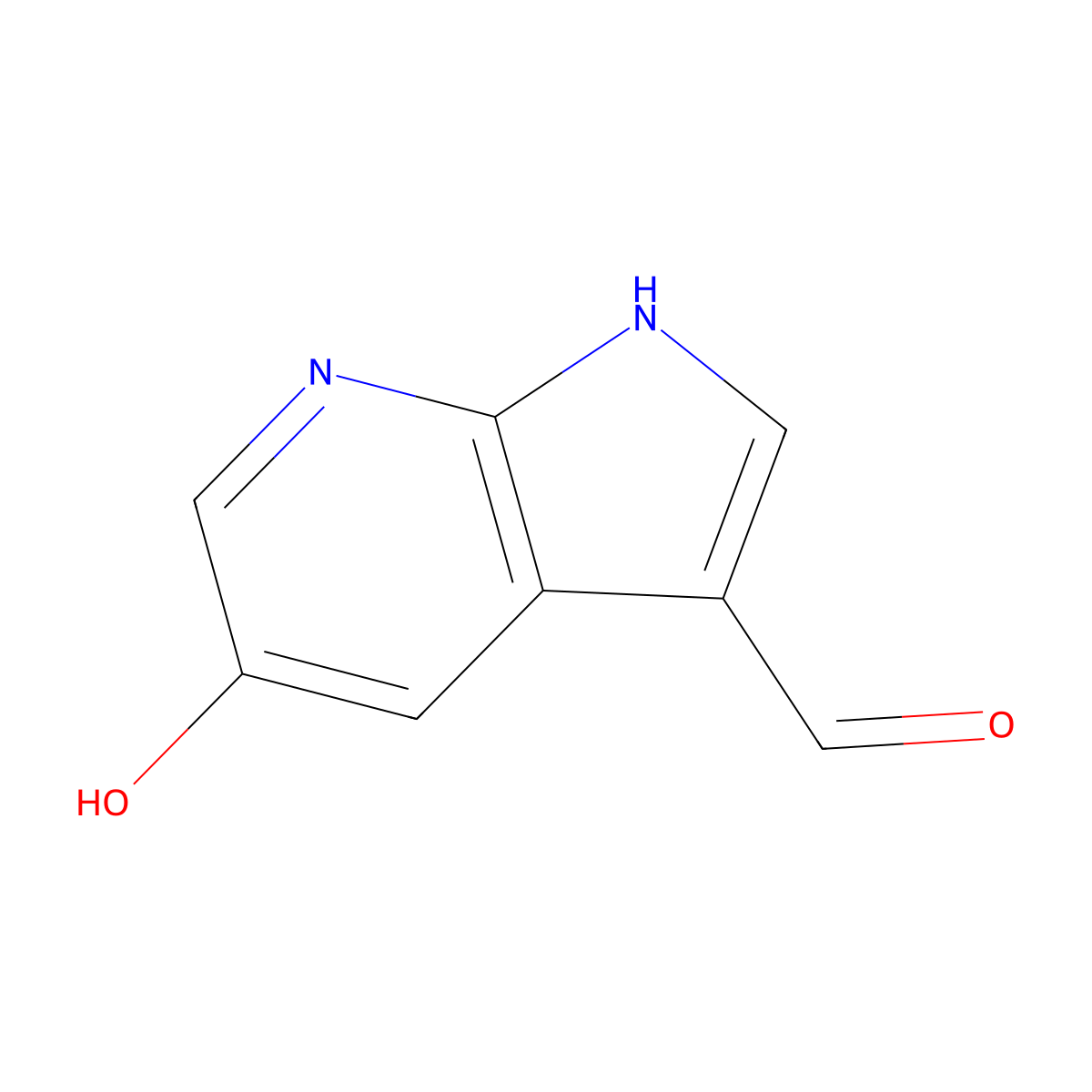 5-hydroxy-1H-pyrrolo[2,3-b]pyridine-3-carbaldehyde molecular structure, CAS 1190317-35-1