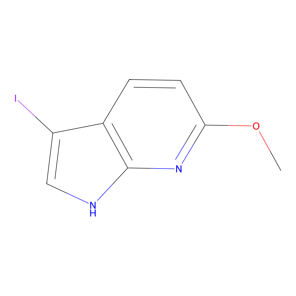 3-iodo-6-methoxy-1H-pyrrolo[2,3-b]pyridine molecular structure, CAS 1190317-37-3