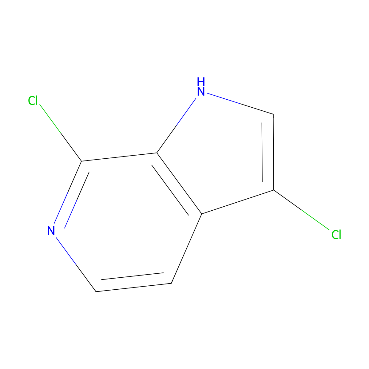 3,7-dichloro-1H-pyrrolo[2,3-c]pyridine molecular structure, CAS 1190317-44-2
