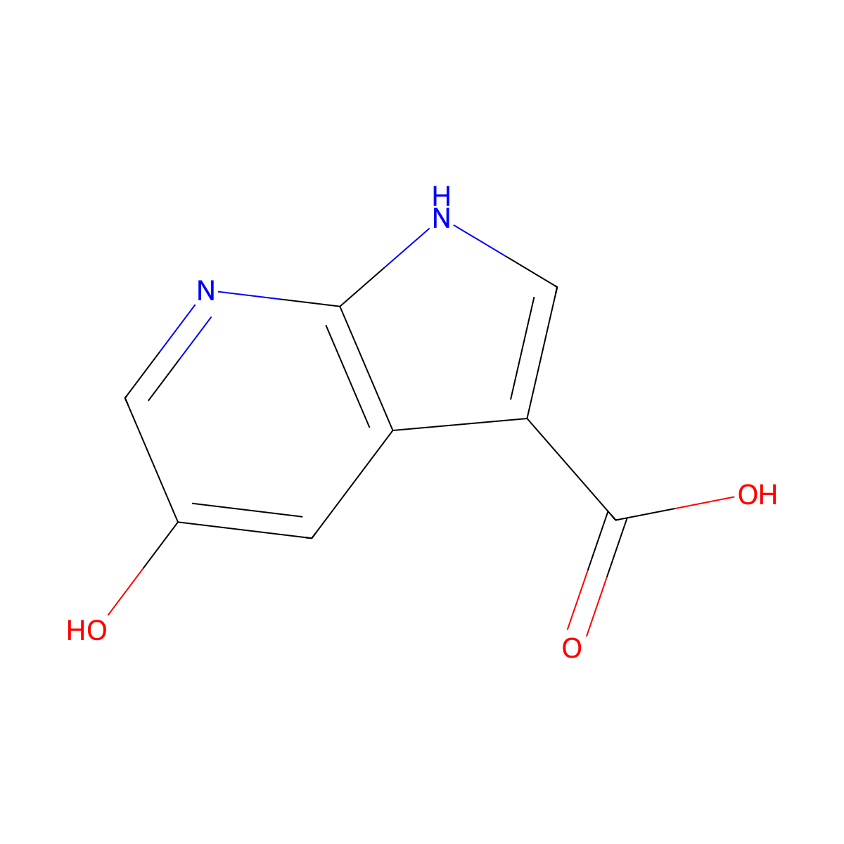 5-hydroxy-1H-pyrrolo[2,3-b]pyridine-3-carboxylic acid molecular structure, CAS 1190317-55-5