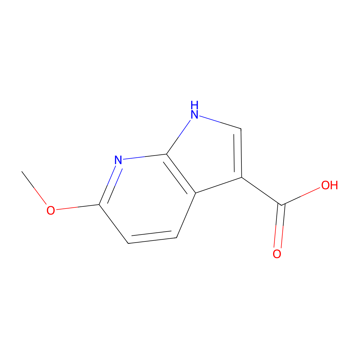 6-methoxy-1H-pyrrolo[2,3-b]pyridine-3-carboxylic acid molecular structure, CAS 1190317-61-3